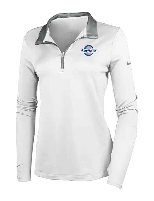 NIKE White/Dark Grey Womens Dry-Fit Stretch 1/2 Zip Cover-Up w/AerSale Logo