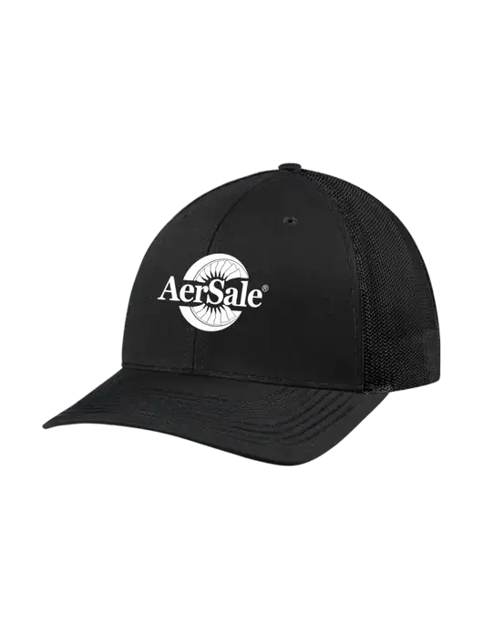 Richardson Adjustable Snapback Original 112 Trucker Cap Black w/Black Mesh w/AerSale Logo