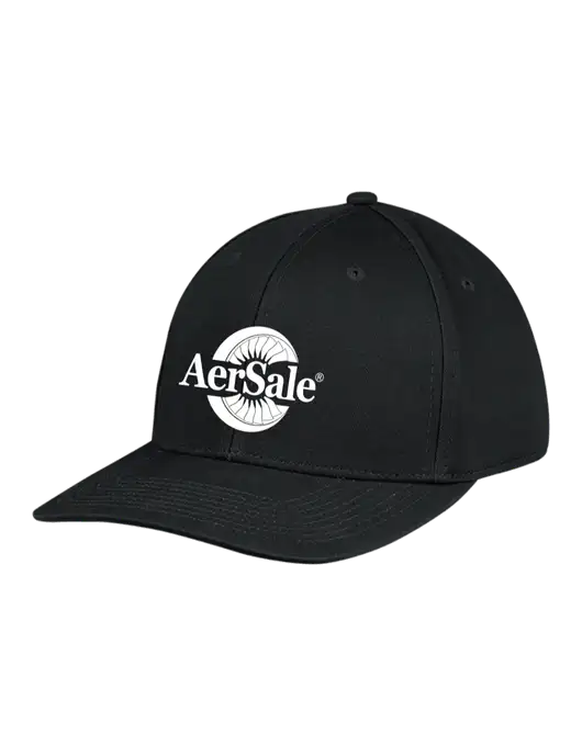Premium Modern Structured Twill Black Snapback Cap w/AerSale Logo