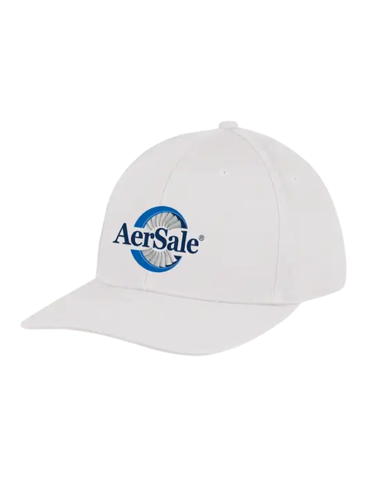 Premium Modern Structured Twill White Snapback Cap w/AerSale Logo