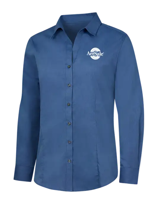 Light Navy Womens Crosshatch Easy Care Shirt w/AerSale Logo