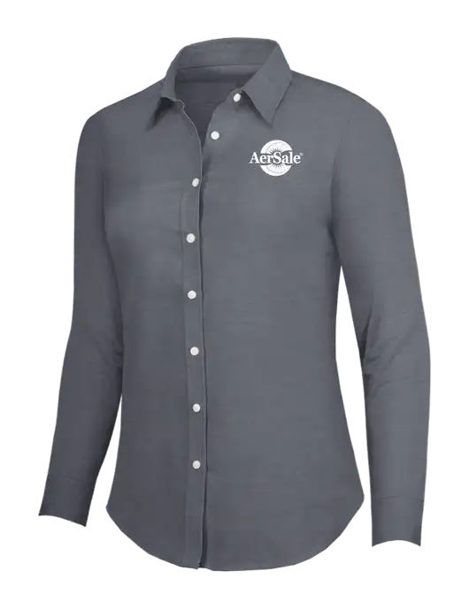 Dark Grey Womens SuperPro Oxford Shirt w/AerSale Logo