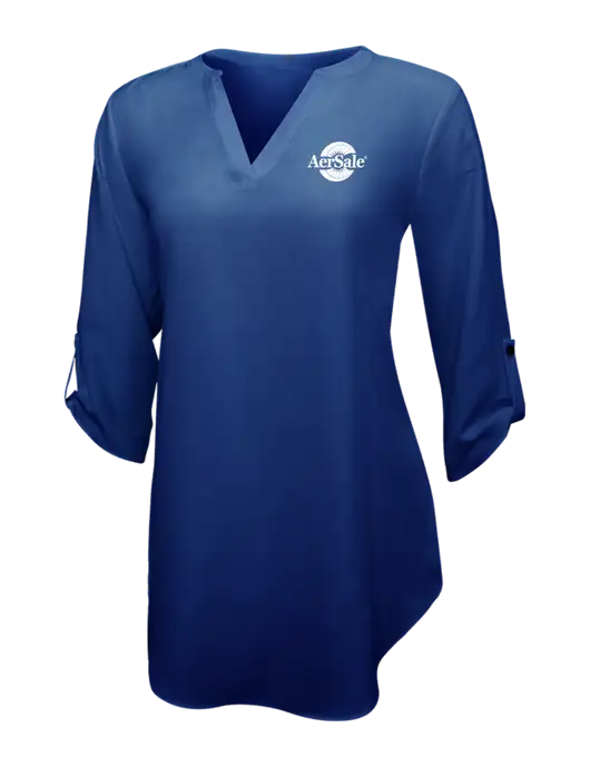 Dark Royal Womens 3/4 Sleeve Tunic Blouse w/AerSale Logo