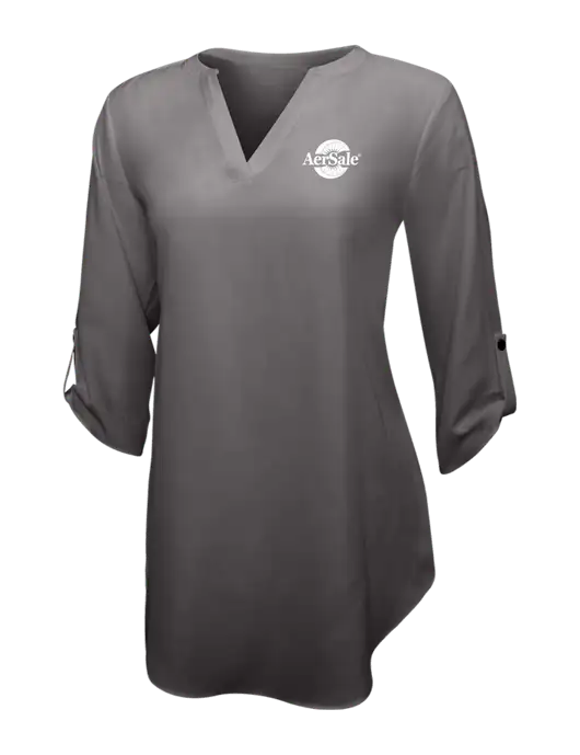 Dark Grey Womens 3/4 Sleeve Tunic Blouse w/AerSale Logo