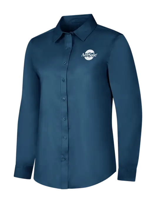 Light Navy Womens Long Sleeve Superpro React Twill Shirt w/AerSale Logo