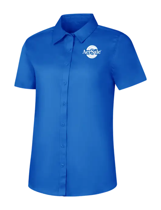 Womens Short Sleeve Royal Blue Superpro React Twill Shirt w/AerSale Logo