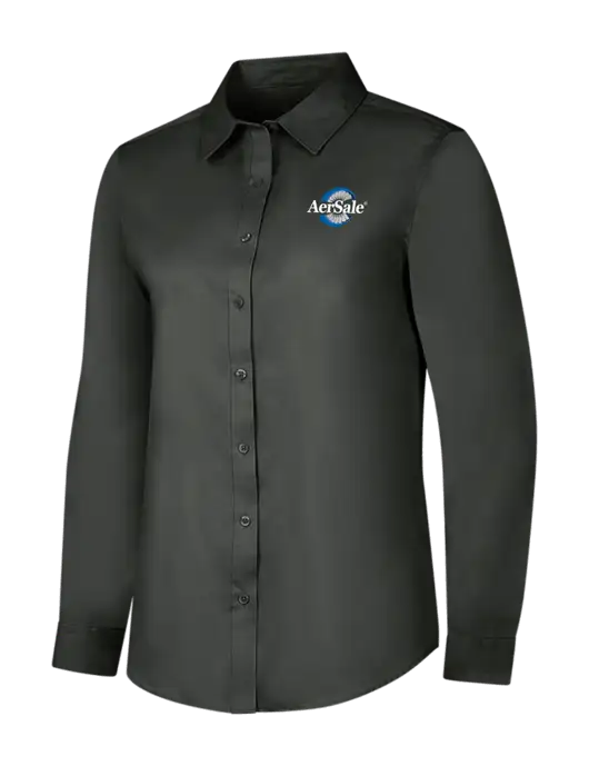 Dark Grey Womens Long Sleeve Superpro React Twill Shirt w/AerSale Logo