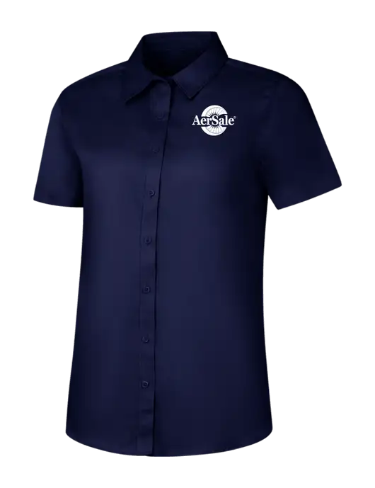 Womens Navy Short Sleeve Superpro React Twill Shirt w/AerSale Logo