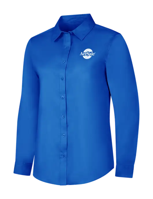 Womens Long Sleeve Royal Blue Superpro React Twill Shirt w/AerSale Logo
