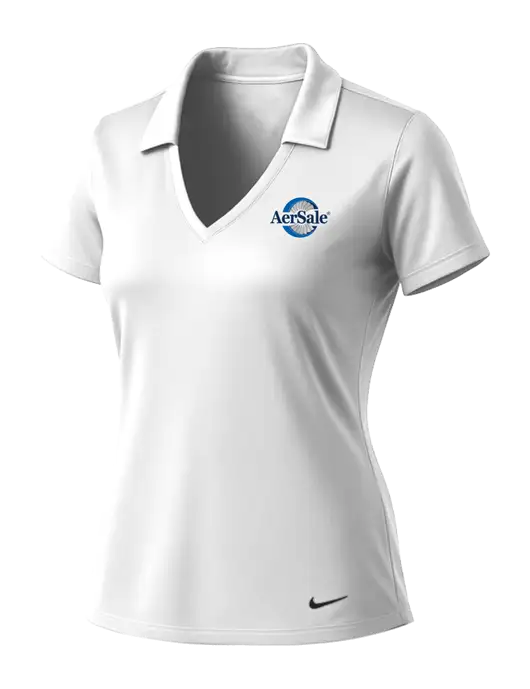NIKE White Womens Dri-Fit Vertical Mesh Polo w/AerSale Logo