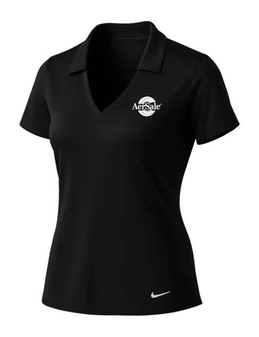 NIKE Black Womens Dri-Fit Vertical Mesh Polo w/AerSale Logo