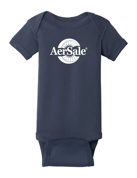 Rabbit Skins Navy Infant Short Sleeve Baby Rib Bodysuit w/AerSale Logo