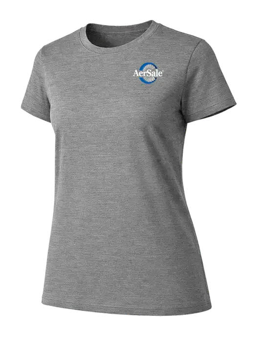 Womens Ring Spun Light Grey Heather 4.5 oz T-Shirt w/AerSale Logo