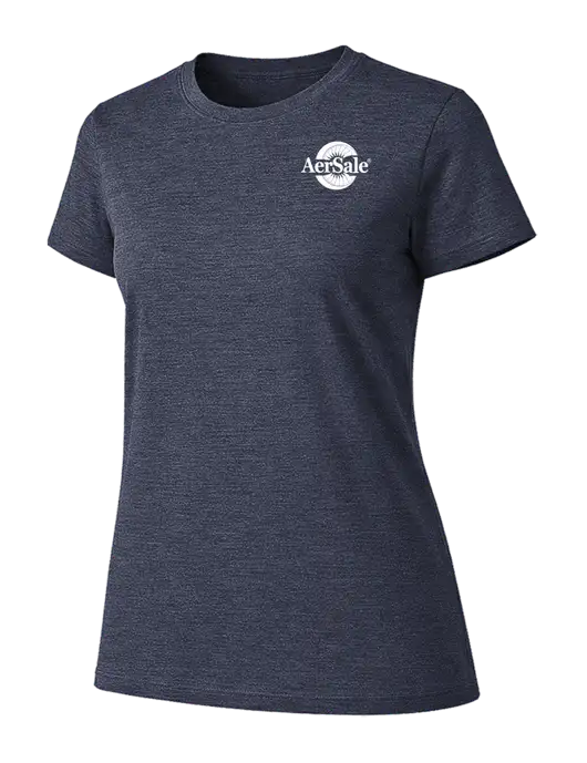 Womens Ring Spun Heather Navy 4.5 oz T-Shirt w/AerSale Logo