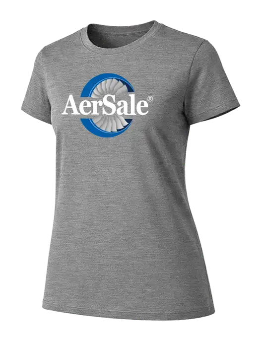 Womens Ring Spun Light Grey Heather 4.5 oz T-Shirt w/AerSale Logo