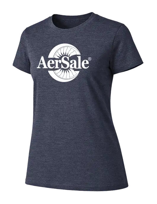 Womens Ring Spun Heather Navy 4.5 oz T-Shirt w/AerSale Logo