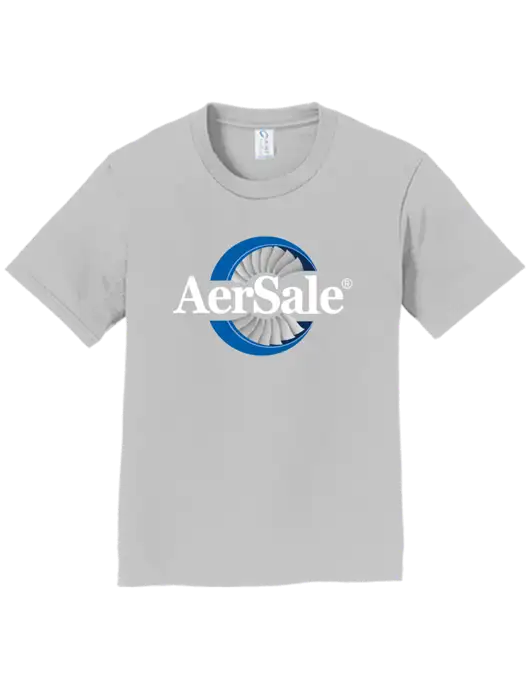 Youth Ring Spun Silver 4.5 oz T-Shirt w/AerSale Logo
