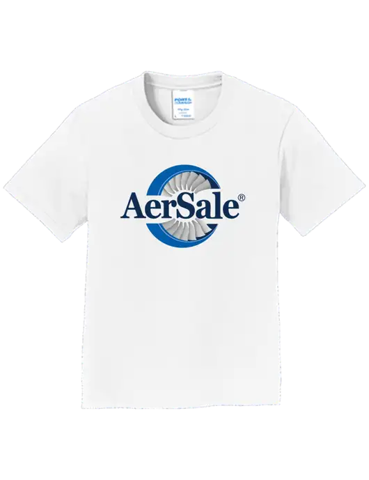 Youth Ring Spun White 4.5 oz T-Shirt w/AerSale Logo