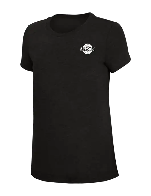 Womens Simply Soft Black 4.5oz Poly/Combed Ring Spun Cotton T-Shirt w/AerSale Logo
