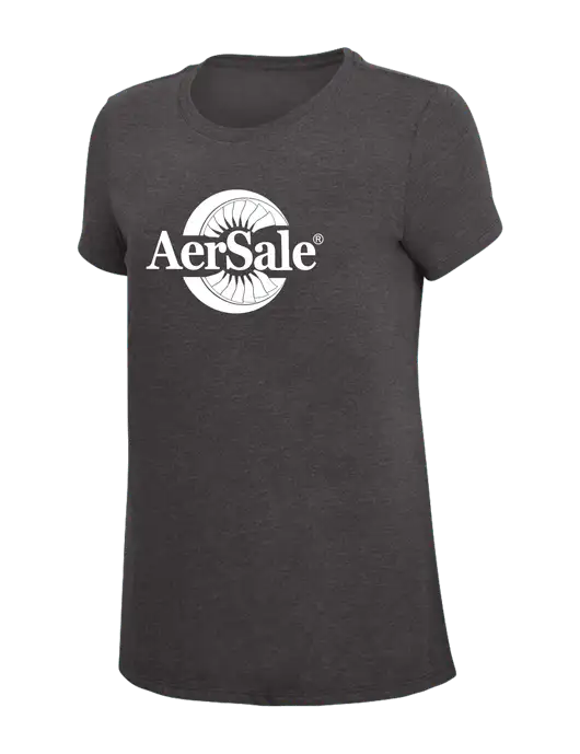 Womens Simply Soft Heather Charcoal 4.5oz  Poly/Combed Ring Spun Cotton T-Shirt w/AerSale Logo