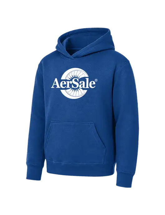 Youth Royal 7.8 oz Pullover Hooded Sweatshirt w/AerSale Logo
