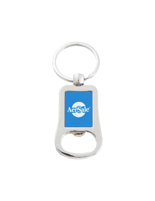Silver & Blue Bottle Opener Keychain w/AerSale Logo