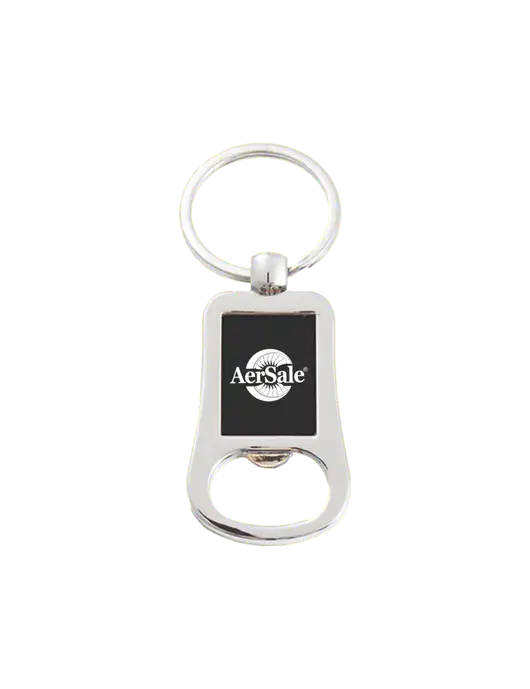 Silver & Black Bottle Opener Keychain w/AerSale Logo
