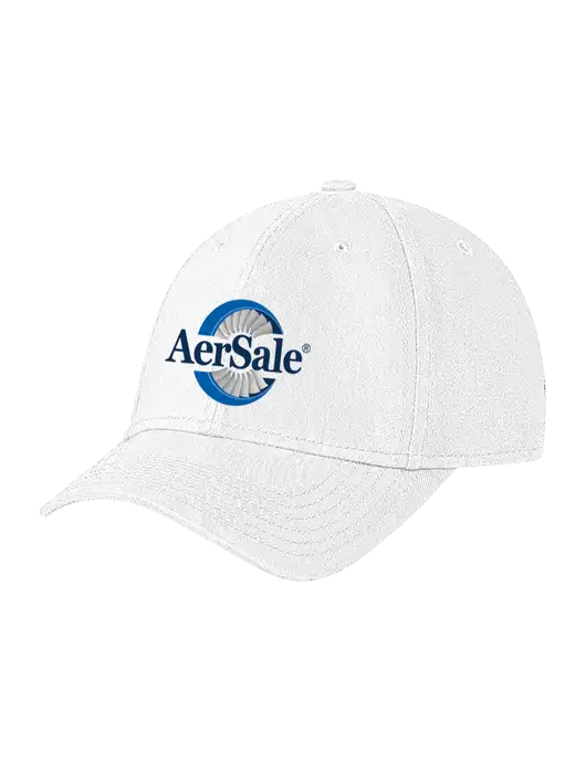 White Structured Soft Snap Closure Hook & Loop Cap w/AerSale Logo