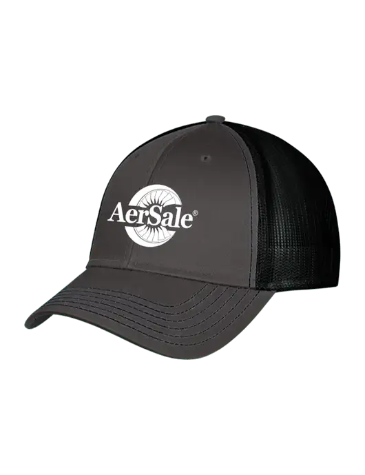 Charcoal & Black Mesh Trucker Cap Snap Back w/AerSale Logo