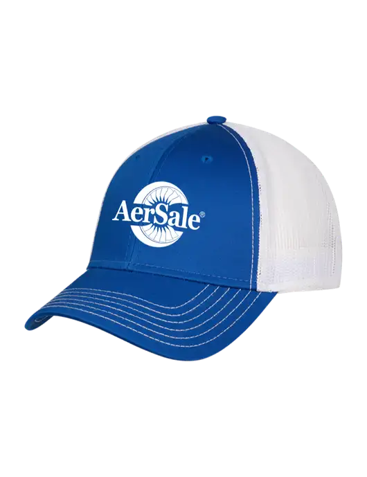 Royal/White Mesh Trucker Cap Snap Back w/AerSale Logo