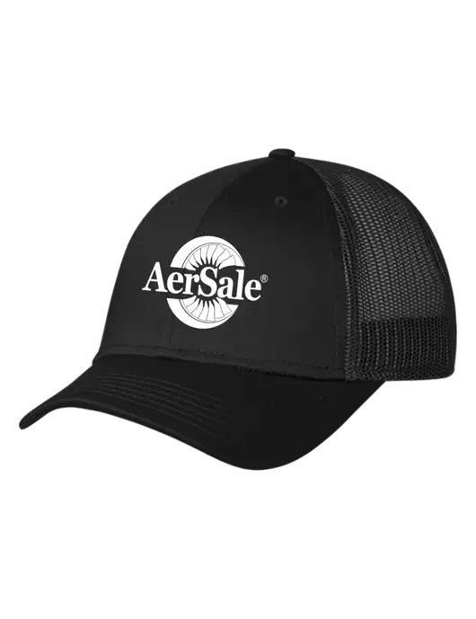 Black Mesh Trucker Cap Snap Back w/AerSale Logo