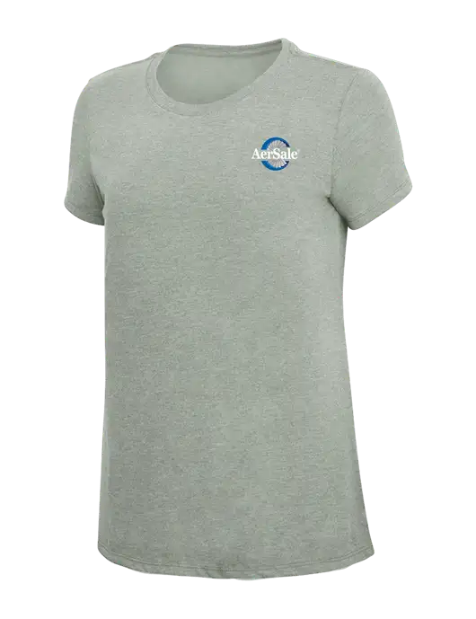 Womens Simply Soft Heathered Light Grey 4.5oz Poly/Combed Ring Spun Cotton T-Shirt w/AerSale Logo
