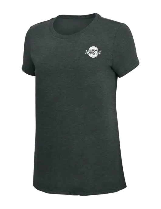 Womens Simply Soft Black Frost 4.5oz Poly/Combed Ring Spun Cotton T-Shirt w/AerSale Logo