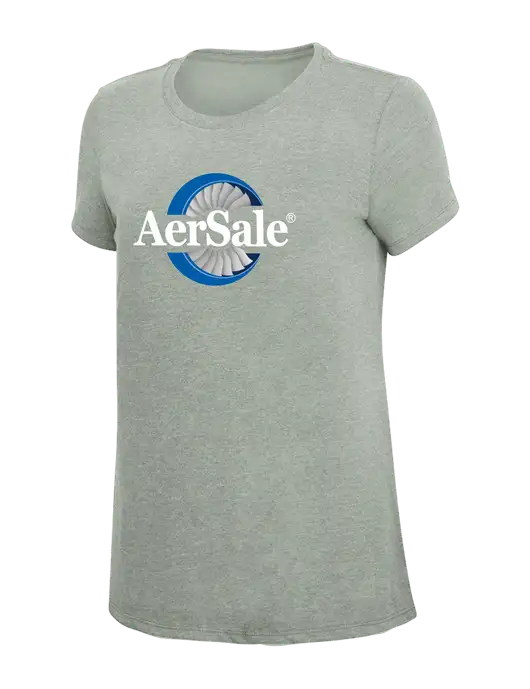 Womens Simply Soft Heathered Light Grey 4.5oz Poly/Combed Ring Spun Cotton T-Shirt w/AerSale Logo