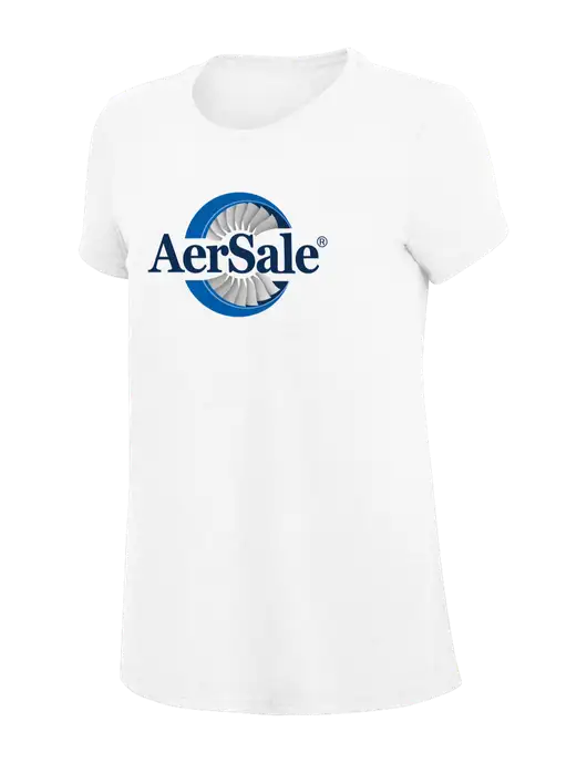 Womens Simply Soft White 4.5oz Poly/Combed Ring Spun Cotton T-Shirt
 w/AerSale Logo