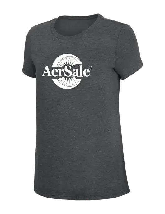 Womens Simply Soft Charcoal 4.5oz Poly/Combed Ring Spun Cotton T-Shirt w/AerSale Logo