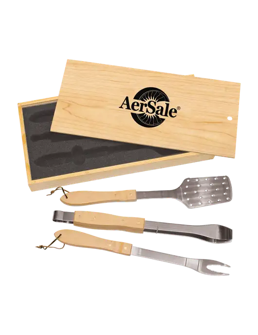 Wood BBQ Gift Set w/AerSale Logo