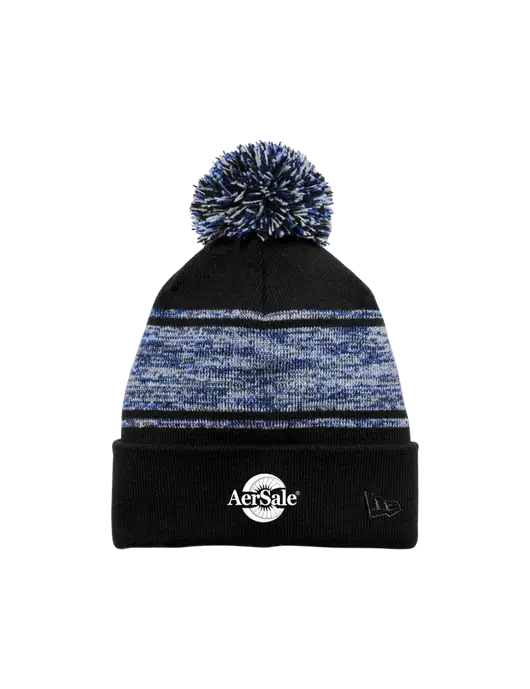 New Era Black/Royal Knit Chilled Pom Beanie w/AerSale Logo