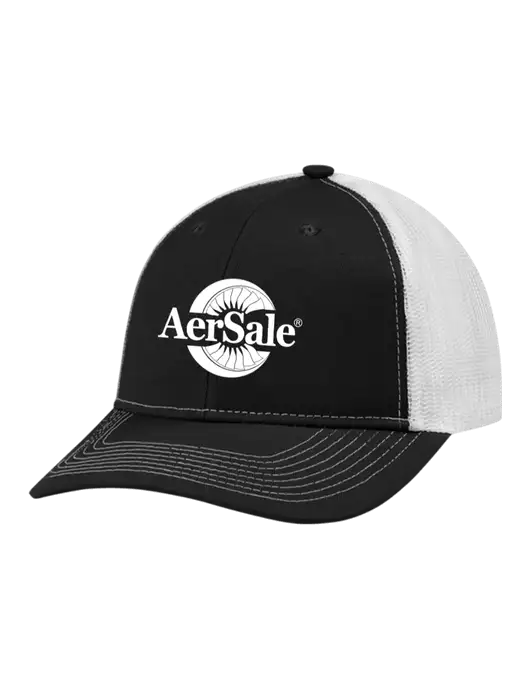 Snapback Ponytail Trucker Cap Black w/White Mesh w/AerSale Logo