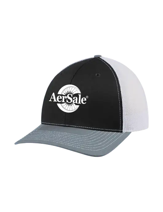 Richardson Adjustable Snapback Original 112 Trucker Cap Black/Light Heather Grey/White Mesh w/AerSale Logo