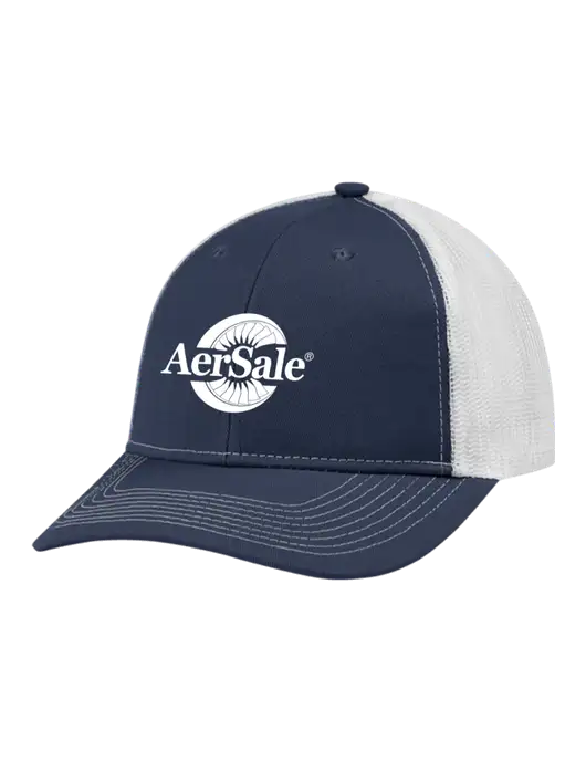 Snapback Ponytail Trucker Cap Navy w/White Mesh w/AerSale Logo