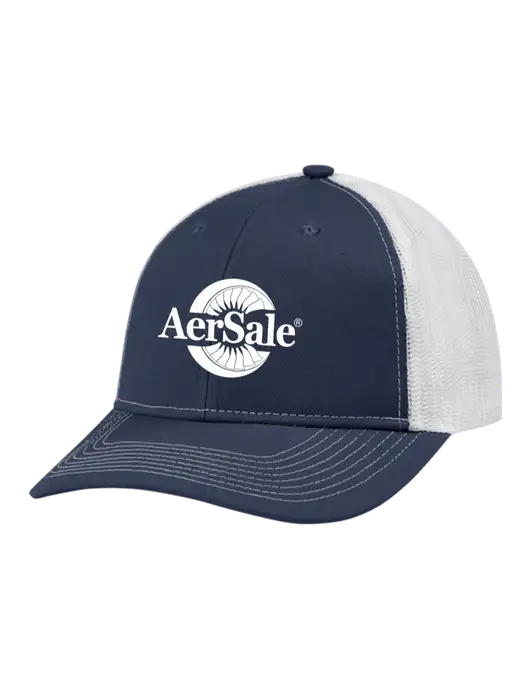 Snapback Ponytail Trucker Cap Navy w/White Mesh w/AerSale Logo