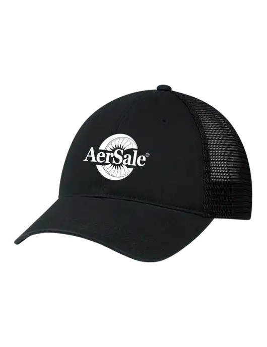 Richardson 111 Garment Washed Trucker Cap Black w/Black Mesh w/AerSale Logo