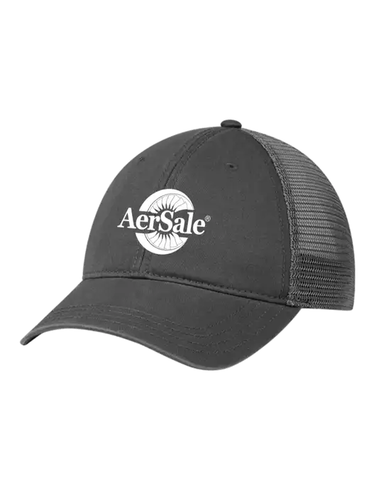 Richardson 111 Garment Washed Trucker Cap Charcoal w/Charcoal Mesh w/AerSale Logo
