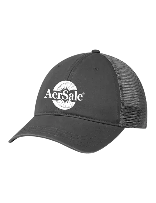 Richardson 111 Garment Washed Trucker Cap Charcoal w/Charcoal Mesh w/AerSale Logo