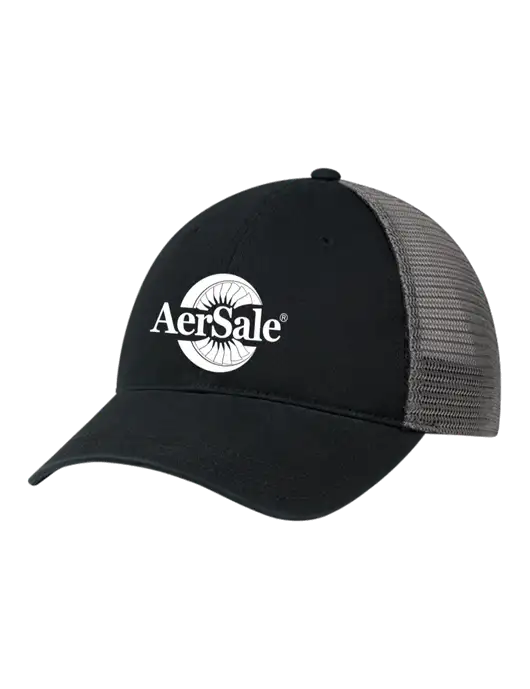 Richardson 111 Garment Washed Trucker Cap Black w/Charcoal Mesh w/AerSale Logo