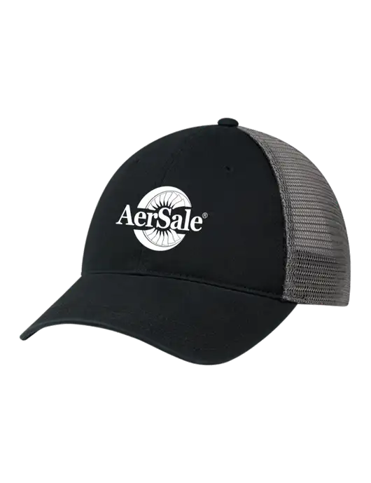 Richardson 111 Garment Washed Trucker Cap Black w/Charcoal Mesh w/AerSale Logo