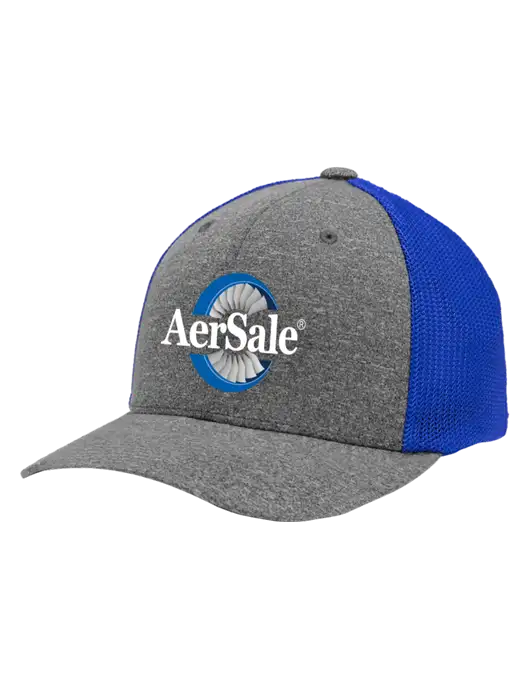 Flexfit Royal/Medium Grey Heather Melange Mesh Back Trucker Cap w/AerSale Logo