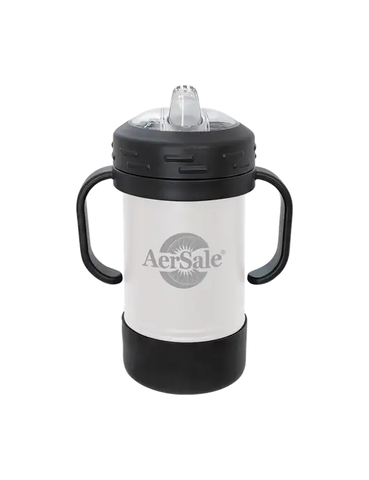 Polar Camel 10 oz Powder Coated White Sippy Cup w/AerSale Logo