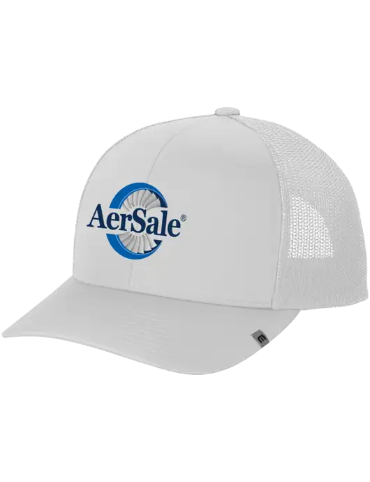 TravisMathew White Cruz Trucker Cap w/AerSale Logo